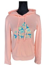 Adidas Women's Peach Floral Logo Hoodie Pullover Sweatshirt Graphic Sz M