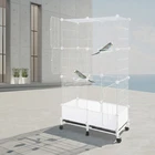 Large Parrot Cage White Standing Large Bird Cage Spacious Birdcage 6 Wheels