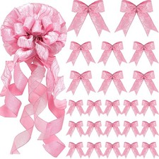 37 Pcs Pink Bows for Christmas Tree 12 x 34 Inch Large Pink Bow Christmas Tre...