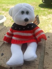 Vintage Teddy Bear Liberty American Flag Sweater Bean Stuffed Bear 2000