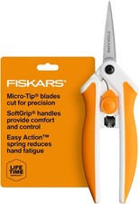 Fiskars Micro-Tip Spring Assisted Scissors, Precision Cutting Stainless Steel Bl