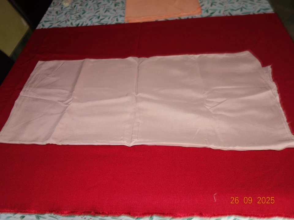 COUPON TISSU ANCIEN  VIEUX ROSE 3mx 1,40m  COTON ? DOUBLE  RIDEAUX - Photo 4/4