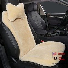 Fuzzy Sheepskin Car Seat Covers Genuine Fur 1 1 Front Seat3 Pack Pearl