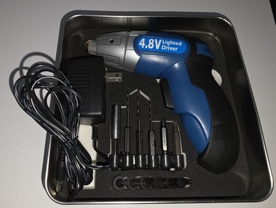 4.8V Lighted Cordless Screwdriver Kit w/ Charger & Bits Tested Working