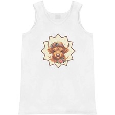 'Cute Highland Cow With Flowers' Adult Vest / Tank Top (AV054817)