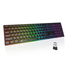 Black Wireless Backlit Keyboard Rechargeable Ergonomic Light Up Full Size PC
