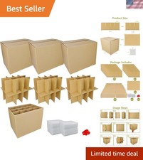 3 Sets Glassware Packing Moving Boxes with Divider Kits - 16x12x13 Inches