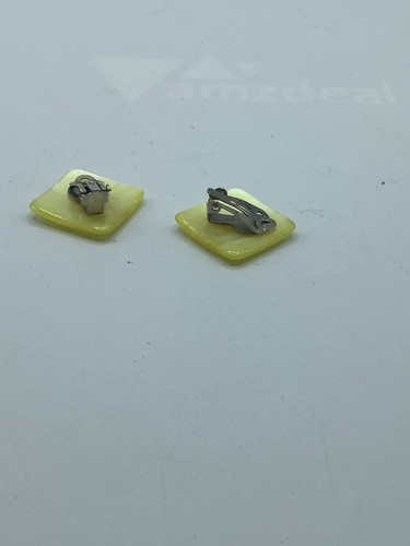 Vntg Lime Green Square Clip Ons - Picture 5 of 8