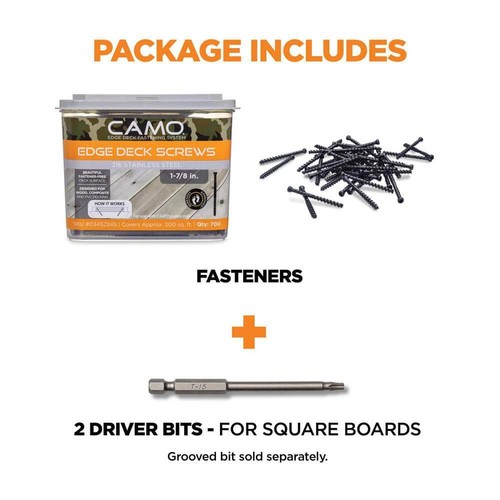 CAMO Hidden Edge Deck Screw Fasteners Stainless Steel Trimhead Black 700-Count - Picture 14 of 15