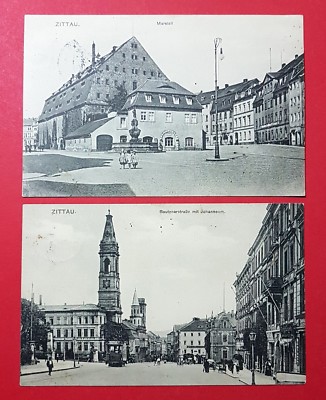 2 x AK ZITTAU 1915 Marstall, Bautzner Strasse mit Johanneum    ( 29096