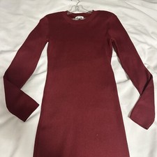 Nine West burgundy Long sleeves cable knit Long dress size XL Round Neck  NWT