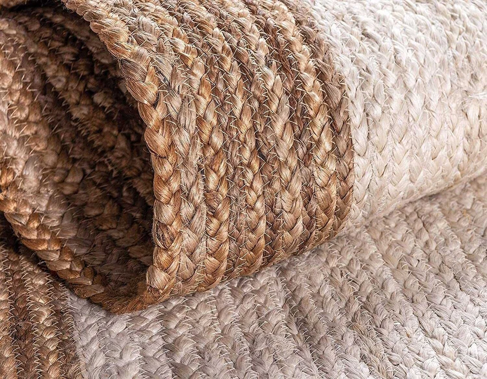 100% Natural Braided Jute Area Rug Bedroom Home Decor Reversible Bohemian Carpet - Image 4 of 4