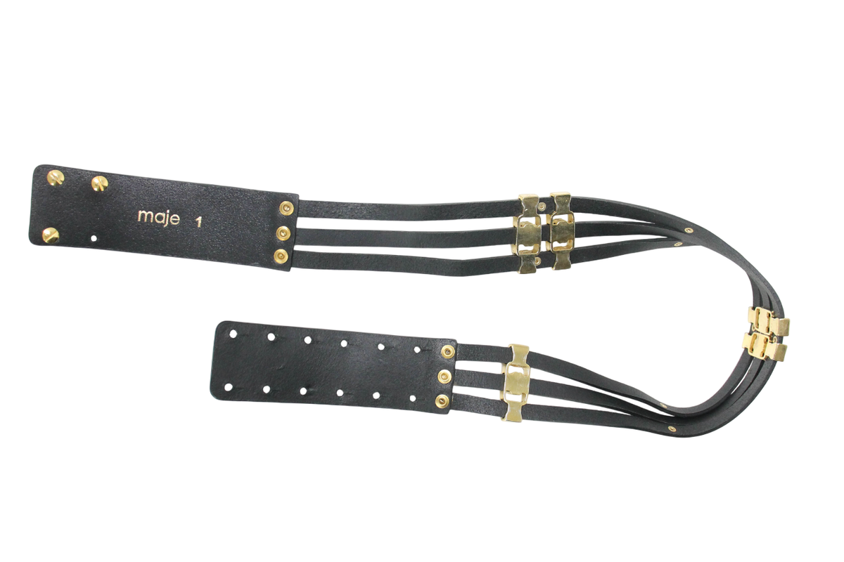 MAJE BLACK AND GOLD LEATHER ADJUSTABLE BELT SIZE 3. MAJE Belt Women main image 4