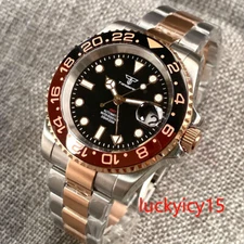 Tandorio 40mm Black Dial GMT Sapphire Glass Coffee Bezel Japan NH34 Watch Mens