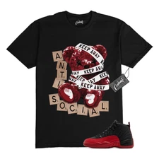 12 Flu Game 2025 Black Varsity Red T Shirt Match ANTI