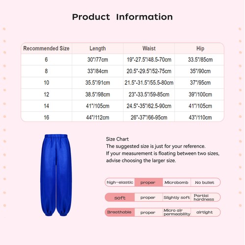 Kids Girls Sweatpants Theme Pants Solo Trousers Praise Bloomers Performance - Picture 39 of 90