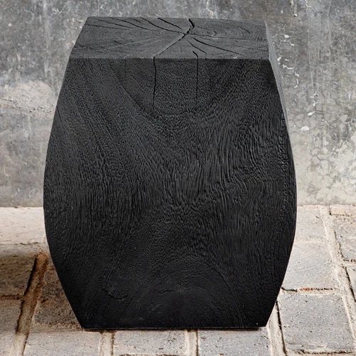 Grove Black Wooden Accent Stool - Picture 3 of 5