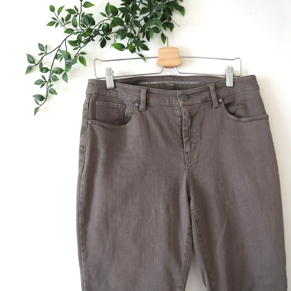 Chico's Perfect Stretch Girlfriend Slim Leg Ankle Gray Brown Jeans Size 1 - Image 2 of 4