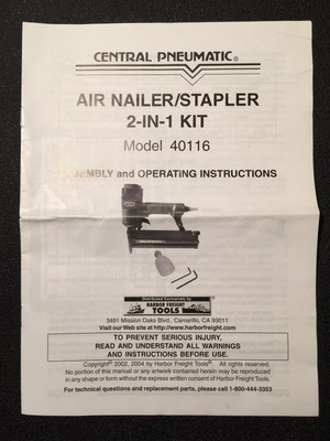 Central Pneumatic Air Nailer Stapler 
