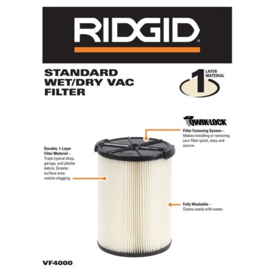 2x VF6000 Filter Für Ridgid & Husky Staubsauger – Inkl. 2 Schaumstoffhüllen, Waschbar
