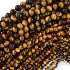 Natural Tiger Eye Round Beads Gemstone 15" Strand 4mm 6mm 8mm 10mm