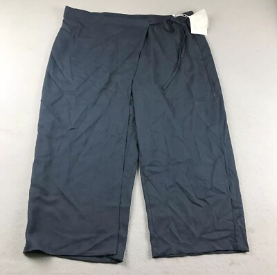 Wynne Layers Pants Womens 1X Black Tie Waist Wide Leg Lightweight Capris NWT