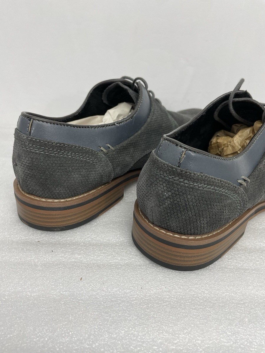 JOSEPH ABBOUD Cannon Honey Comb Pattern Gray Suede Oxfords  display picture 1