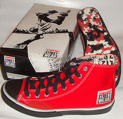 VISION STREET WEAR Hi Tops Red 6 UK / 7 USA '80s Old School VISION STREET WEAR Hi Tops Red 6 UK / 7 USA '80s Old School