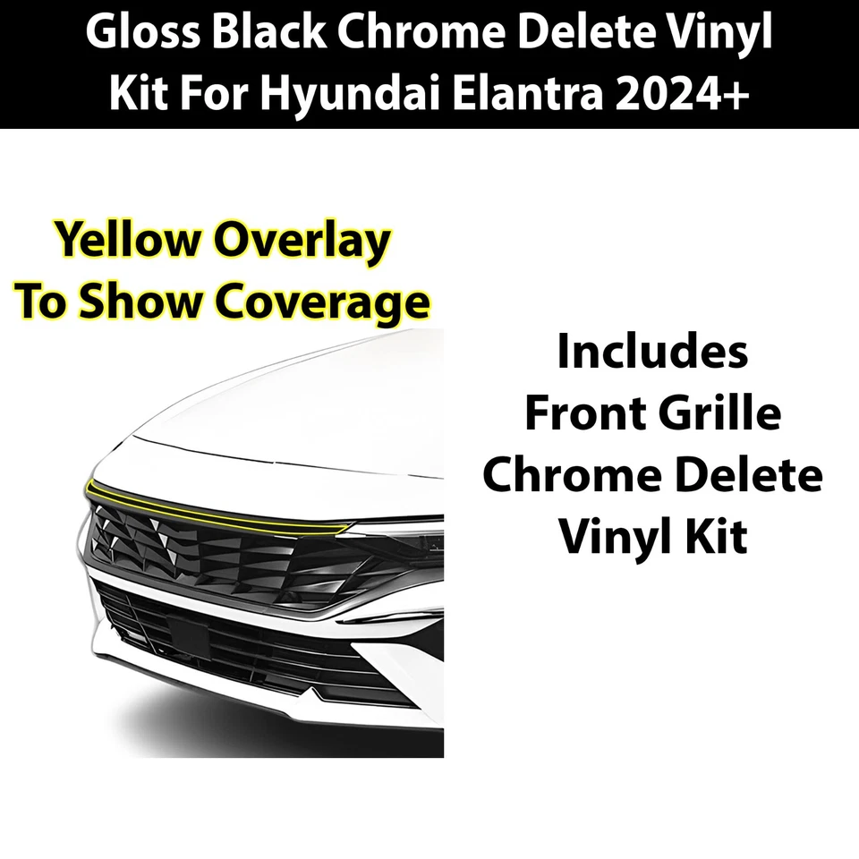 Se adapta a Hyundai Elantra 2024+ parrilla delantera cromada eliminar calcomanía vinilo apagón Foto 3 de 4