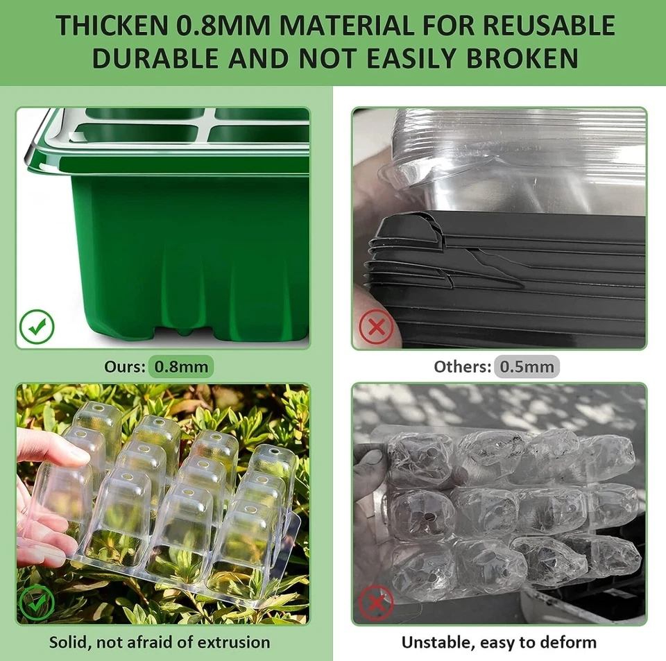 Vassoio Germinazione, 12pz 144 Celle Set Di Propagazione Dei Semi,Vassoi x Piant - Immagine 4 di 4