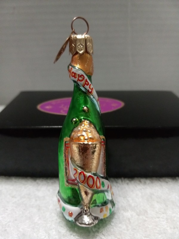 CHRISTOPHER RADKO LITTLE GEMS 2000 CHAMPAGNE BOTTLE ORNAMENT, ORGINAL BOX