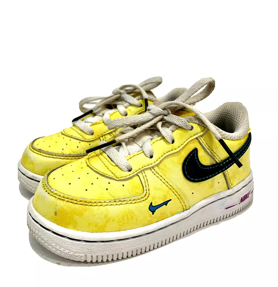 NIKE AIR FORCE 1 LV8 kids/toddler peace,love,basketball shoes YELLOW size  8c