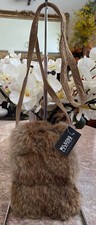 Nwt Wilsons Leather Brown Maxima Rabbit Fur Small Flap Crossbody Bag, $120