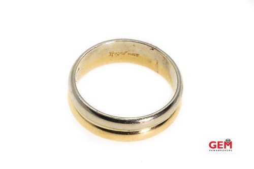 Novell Split Bi Color Band 14K 585 White & Yellow Gold Ring Size 9 3/4 - Picture 3 of 3