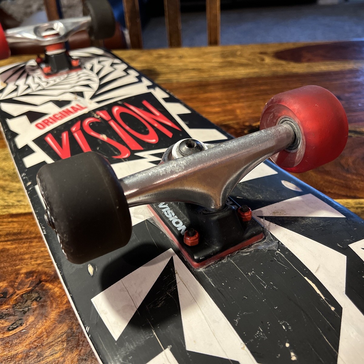 VISION スケートボード Original Vision Skateboard Black White Red￼ Stripes 31