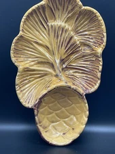 Mid Century Vintage Wade of California Pottery Gold/Tan Pineapple Relish Dish
