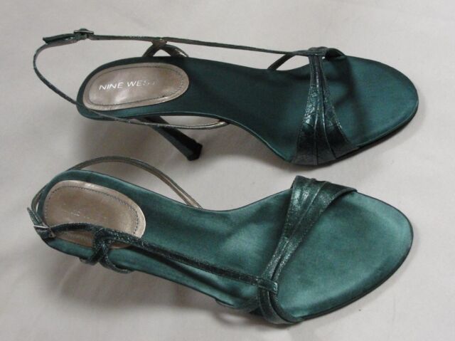 Beautiful Nine West Teal Leather Heels, Size 10M, New | eBay