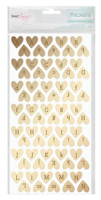 Dear Lizzy Fine & Dandy Thickers Alpha Aufkleber 5,5x11 2/Pkg - Sparkling Hearts/Go