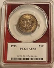 1915 Barber Quarter PCGS AU58 EDC Slab Better Eye Appeal