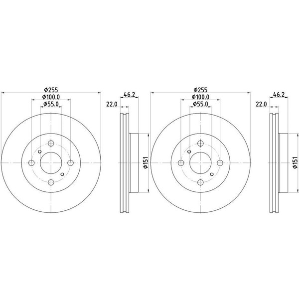 2X Hella Pagid Bremsscheiben Ø255Mm Vorne Passend FüR Toyota Yaris 56448PRO-image