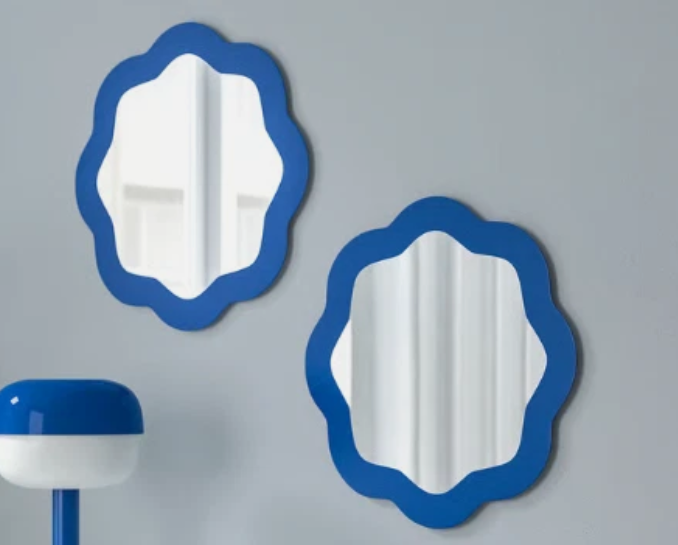 2 Set IKEA PRUNKHALLON Mirror Blue 15 ¾ 