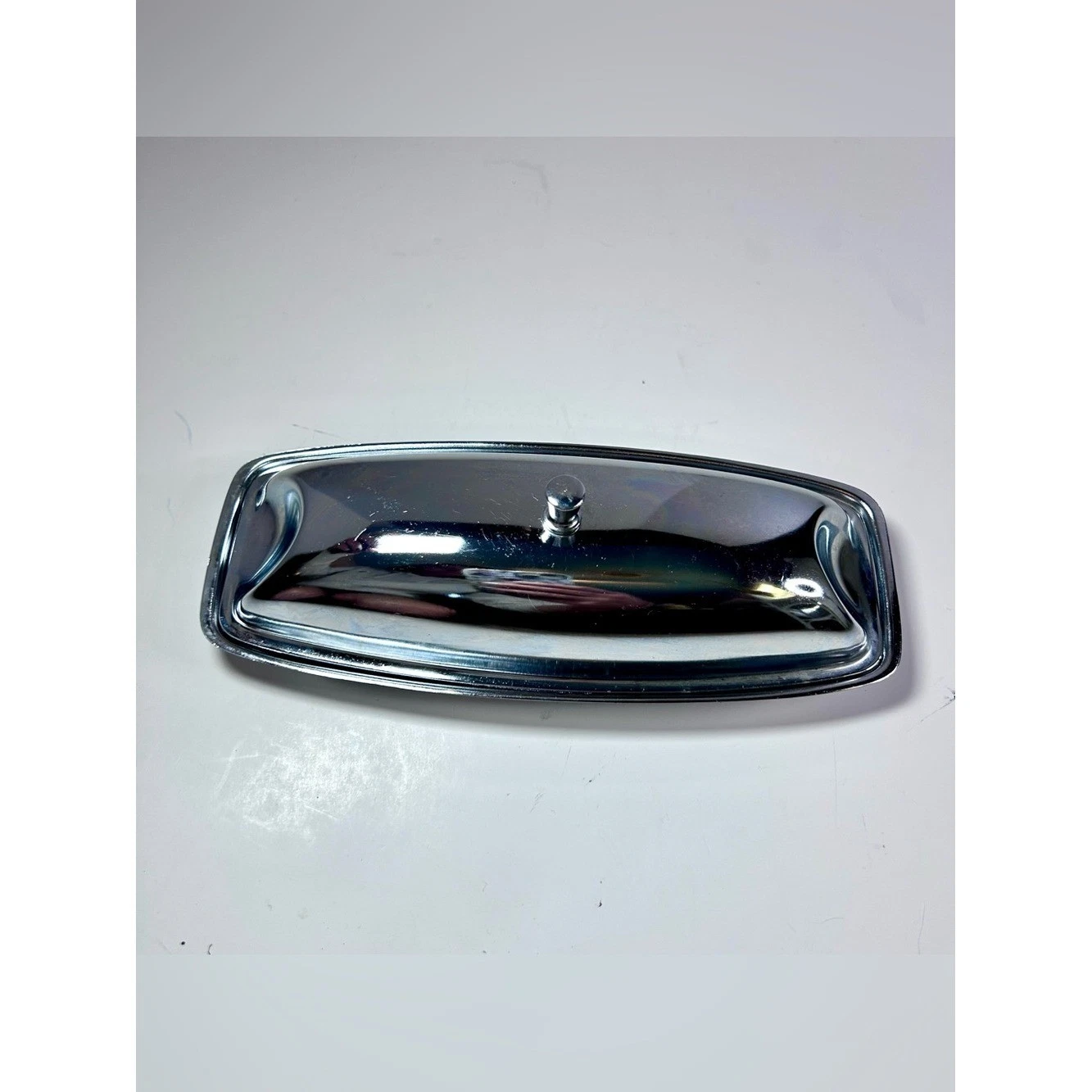 MCM Chrome Butter Dish With Glass Insert