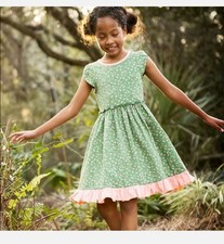 Matilda Jane Just Us Girls Twirl Camp Dress Farm Animals Green Pink Ruffled Sz 4