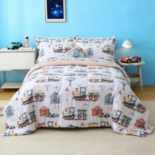 Kids Full Comforter Sets for Boys 8 Pieces Train Bedding Set for Teens Microf...