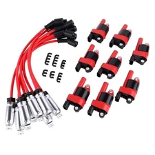 8 Pcs UF414 Round Ignition Coil Set with 748UU Spark Plug Wire Set fit for 