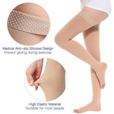20-30 mmHg Leg Compression Sleeve Socks Thigh High Varicose Stockings Men Women