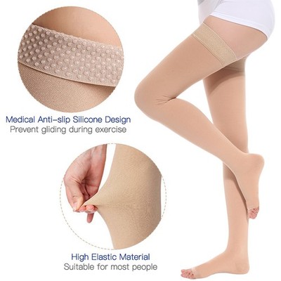 20-30 mmHg Leg Compression Sleeve Socks Thigh High Varicose Stockings Men Women