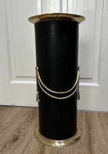 Vintage Brolly / Stick Stand Black With Brass Trim And Decoration