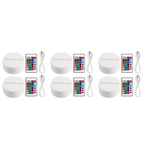 8-Pack 3D Night LED Light Lamp Base With Remote - 7 Color Changing Decor Lights - View #6