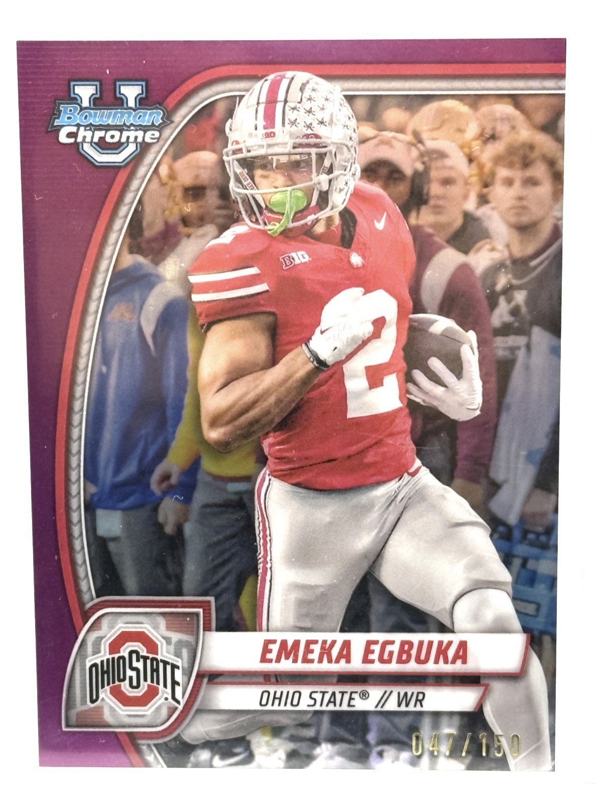 2024 Bowman Chrome University Football Emeka Egbuka #70 Fuchsia Refractor /150